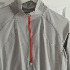 Lululemon Gray white space dye stripe quarter zip cuffing thumb holes size 12